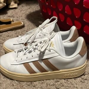 adidas White and Tan Athletic Shoes